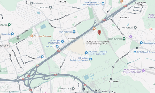 Mapa dojazdu do salonu Katowice