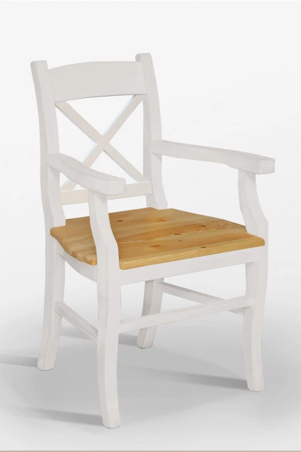 Biały fotel drewniany Nicea 32 X sosnowy