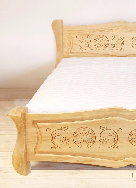 Łóżko drewniane Góralskie 33 ozdobne