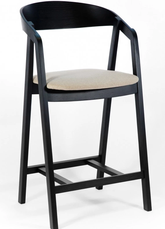 Krzesło bukowe barowe NK-49mc Tapicerka lub Ekoskóra czarna/biała