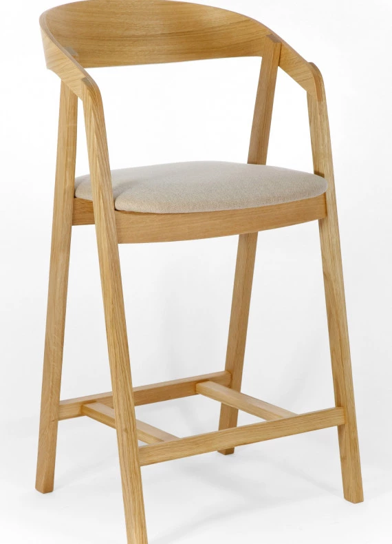 Krzesło dębowe barowe NK-50mc Tapicerka lub Ekoskóra czarna/biała