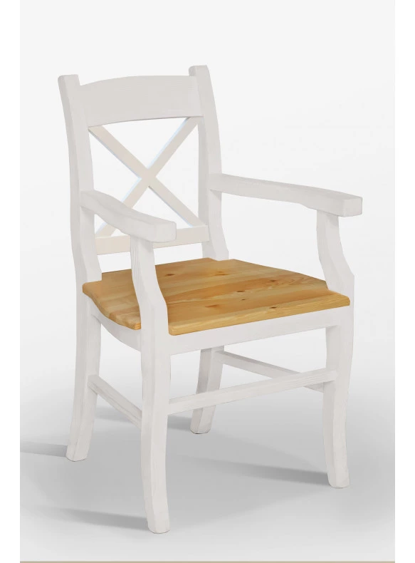 Biały fotel drewniany Nicea 32 X sosnowy