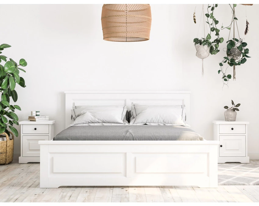 Białe łóżko drewniane Parma 48 I