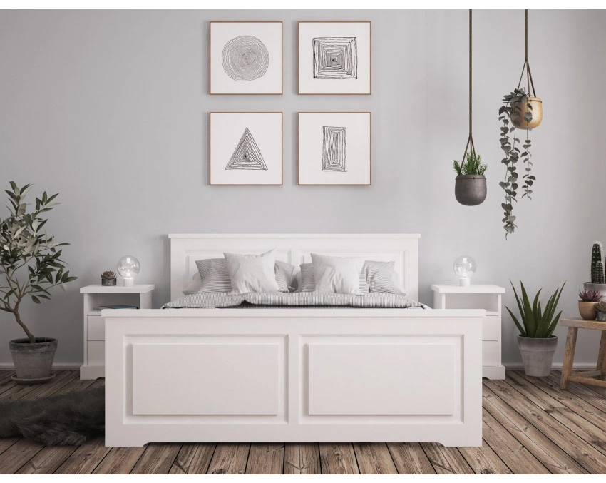 Białe łóżko drewniane Parma 49 II