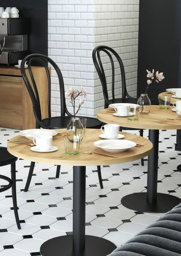 Stolik dębowy do kawiarni okrągły (kawowy/barowy/restauracyjny)