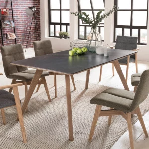 Stół dębowy 21 / blat konglomerat kwarcowy DEKTON