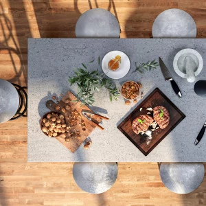 Stół dębowy 22 rozsuwany / konglomerat kwarcowy DEKTON