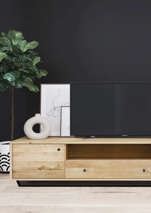 Szafka RTV dębowa Steel 05 (206 1s2d wysoka)