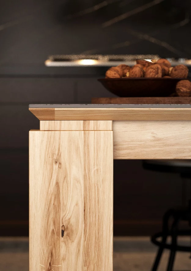 Stół dębowy 20 rozsuwany / konglomerat kwarcowy DEKTON
