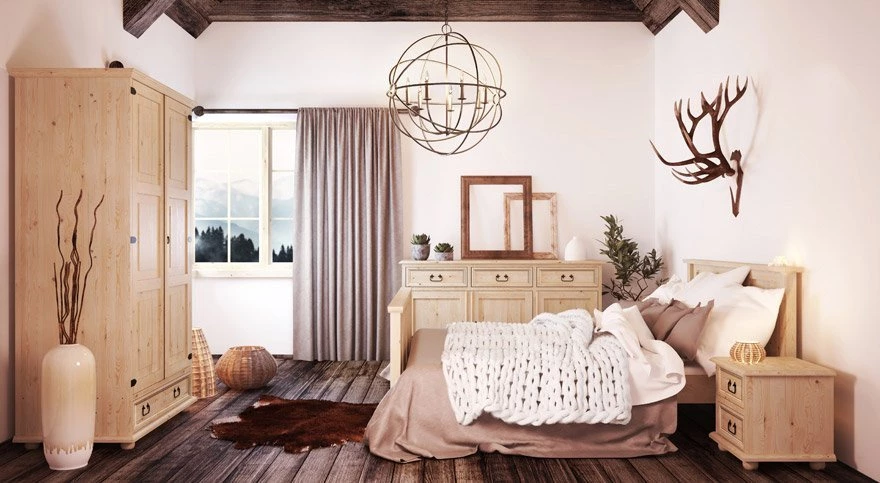 Meble Beskidzkie drewniane sypialnia naturalne drewno