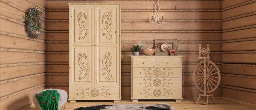Meble Góralskie z drewna litego salon meble rzeźbione styl ludowy