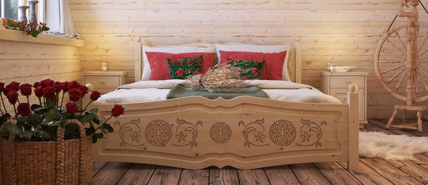 Łóżko Góralskie meble rzeźbione styl ludowy