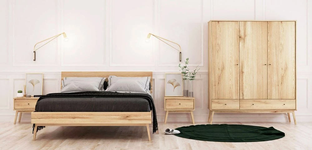 Meble dębowe Steel nowoczesne szafy komody łóżka dębowe na metalowych nogach