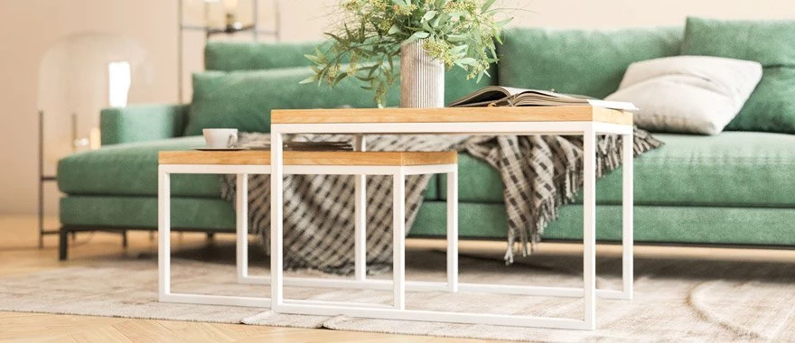 Stolik kawowy dębowy na metalowych nogach