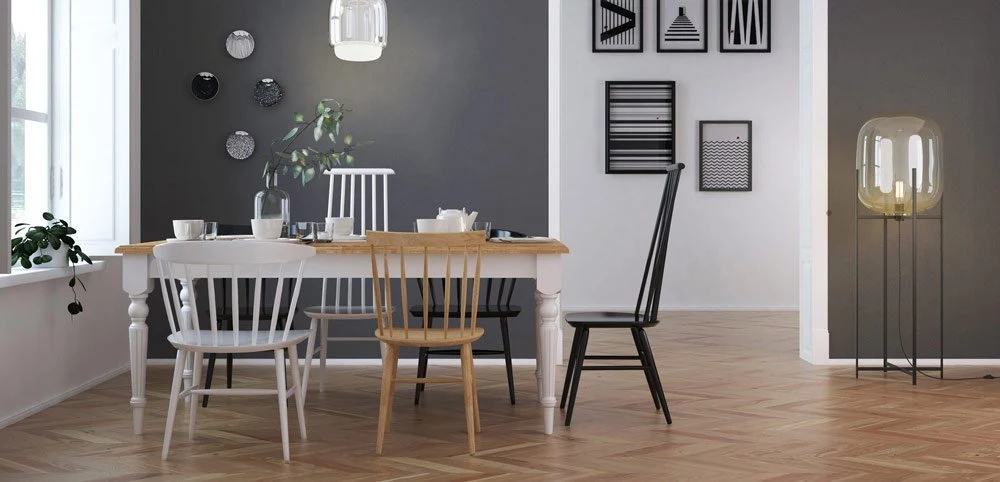 Stół Nicea biały z dębowym blatem