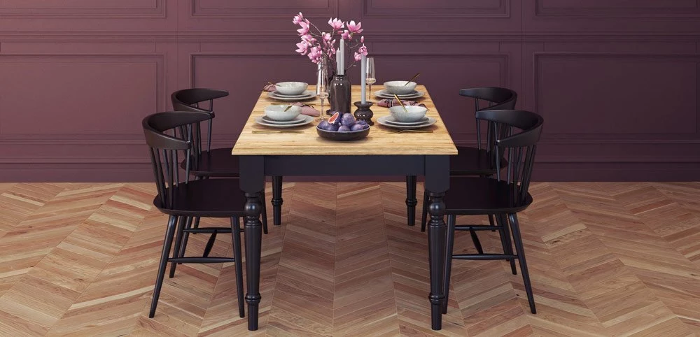 Stół Nicea czarny z dębowym blatem