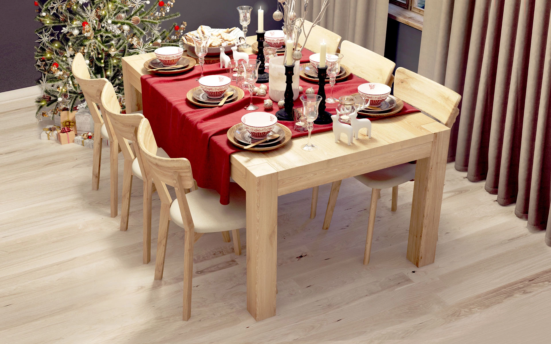 Stół dębowy rozkładany Genewa do salonu lub jadalni 100% lite drewno