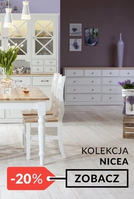 Białe meble drewniane Nicea jadalnia promocja