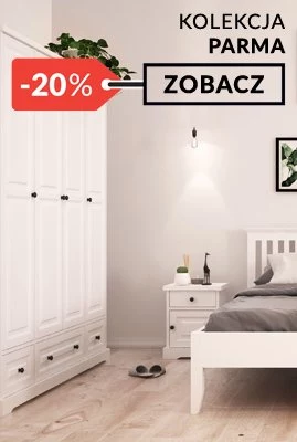 Białe meble drewniane Parma sypialnia promocja